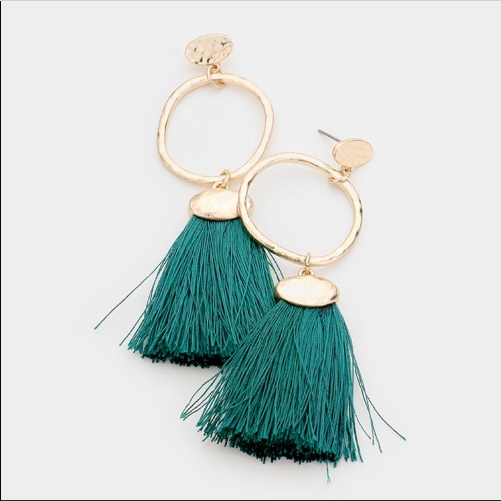 Hoop Tassel Fringe Drop Earrings